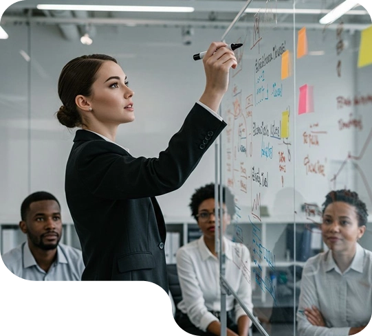 Professional working on laptop in modern environment